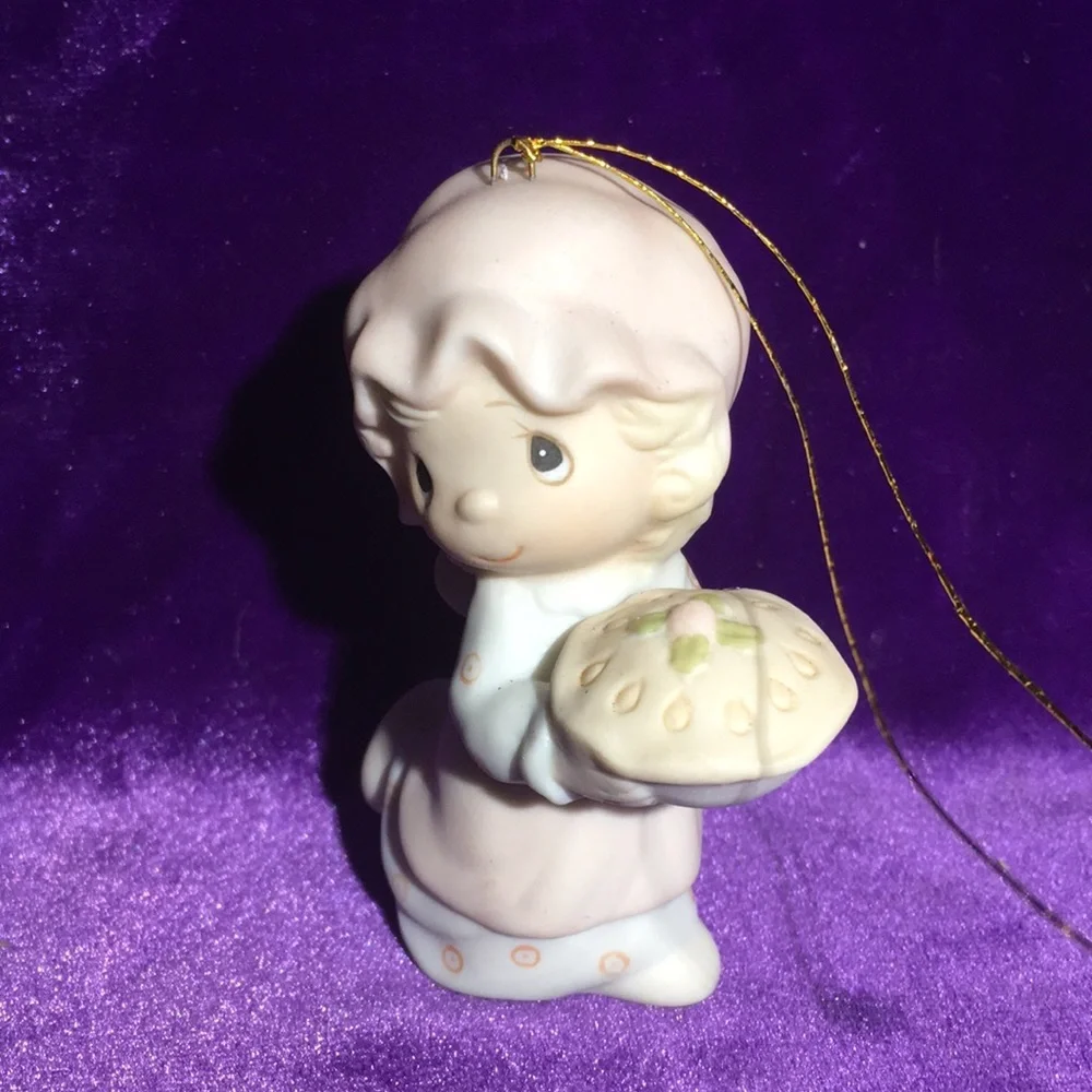1982 Precious Moments dropping over for Christmas Ceramic Ornament